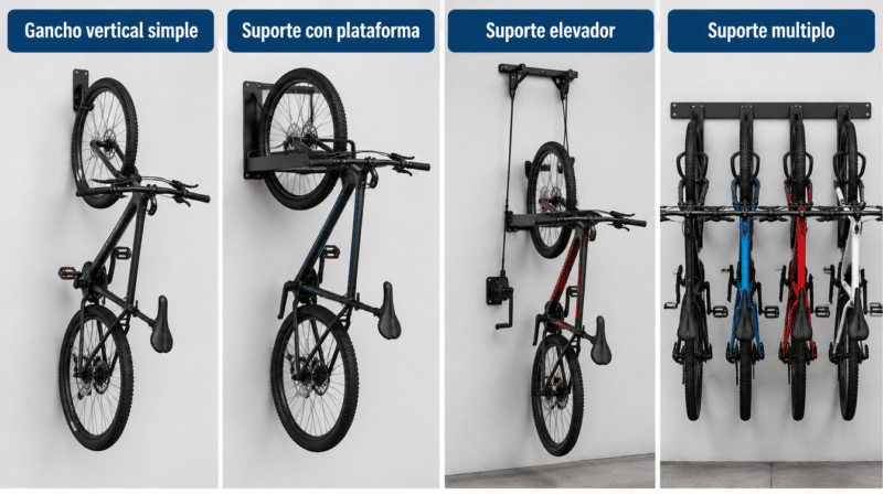 Os quatro tipos de suporte de parede lado a lado